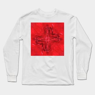 symmetric red dahlia floral fantasy Long Sleeve T-Shirt